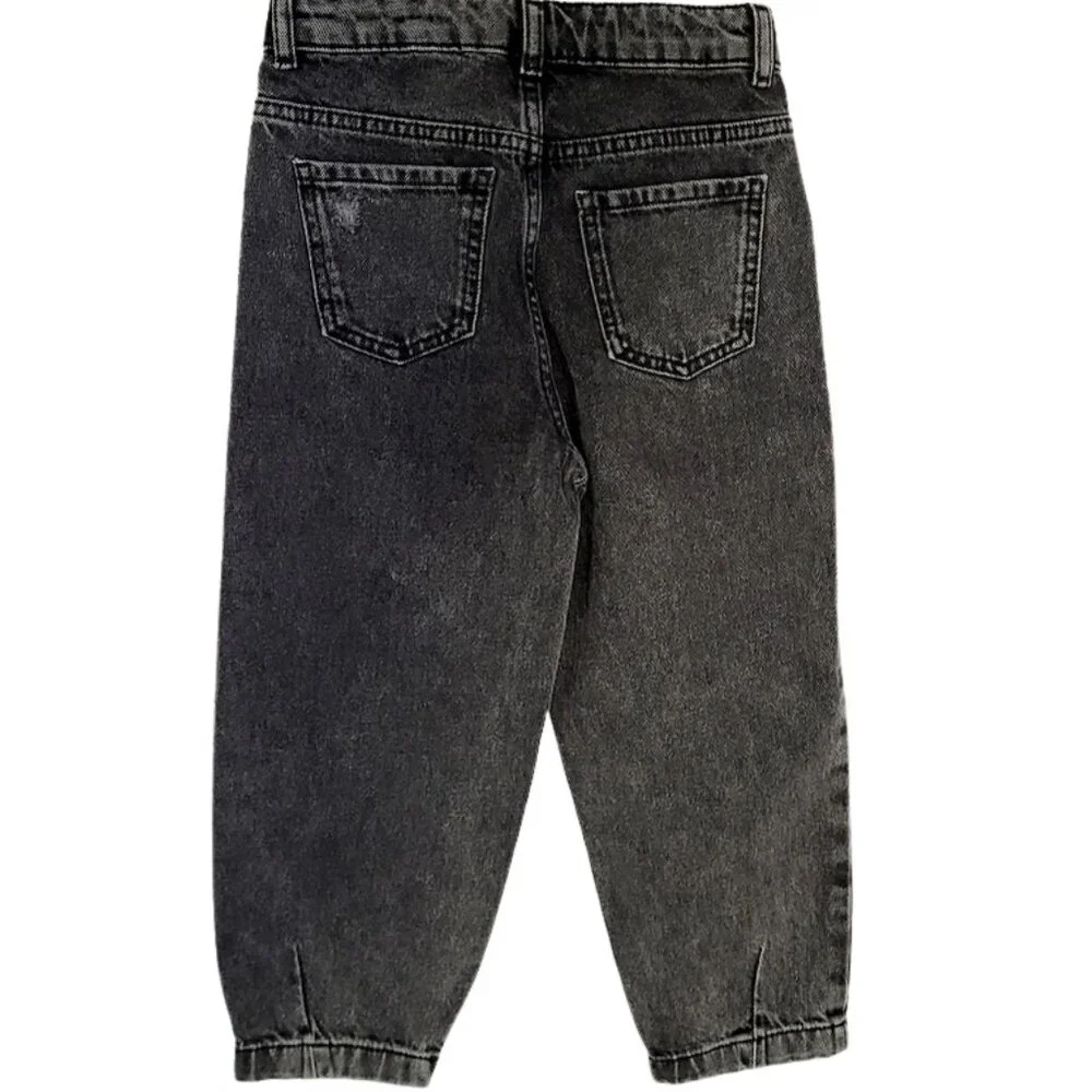 SISLEY Black Distressed Denim Adjustable Waist Jeans - Boys S (6-7)